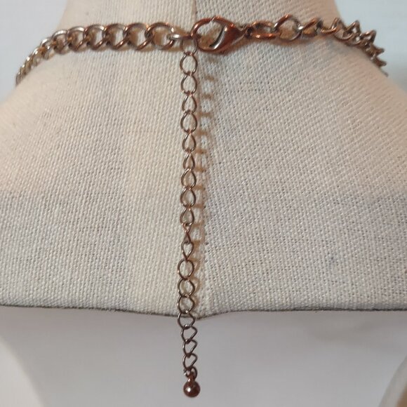 Vtg Gold Tone Bib Necklace White Lucite Medallions J. Crew Style - Picture 7 of 8